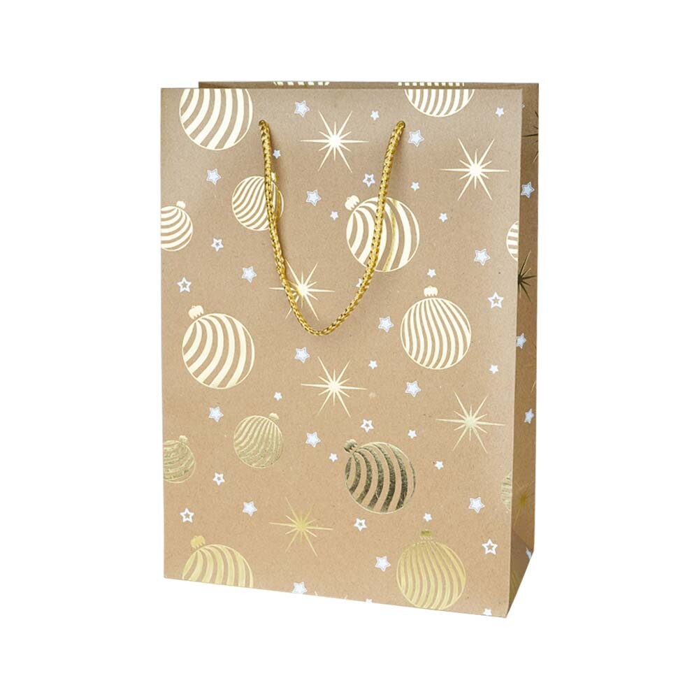 Geschenktragetasche Wood groß Kugeln/Sterne gold Geschenktragetasche Wood groß Kugeln/Sterne gold