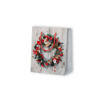 Geschenktragetaschen Holzoptik-Weihnachtskranz kleinste Präsente Geschenktragetaschen Holzoptik-Weihnachtskranz kleinste Präsente