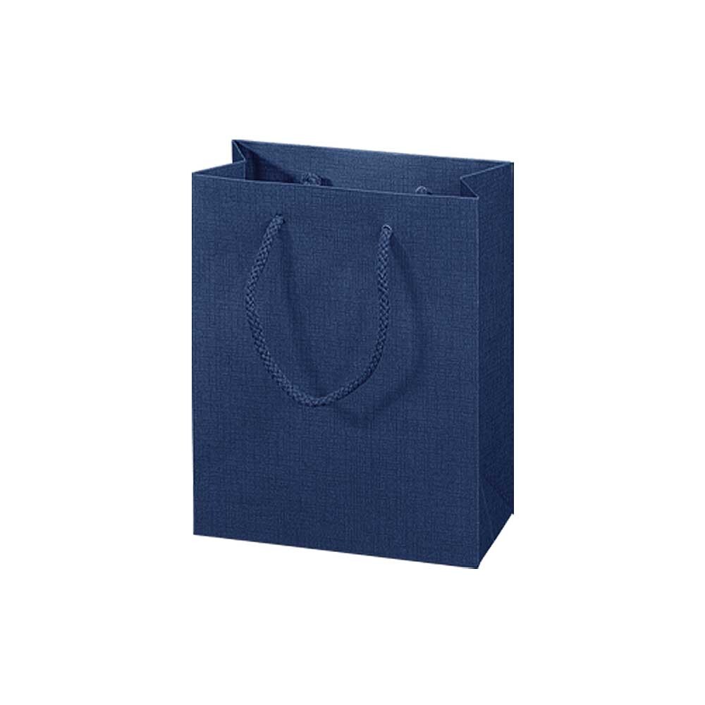 Geschenktragetaschen mittel Leinenstruktur matt blau