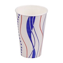 Hartpapierbecher ohne Griff rot-blauer Druck 300 ml