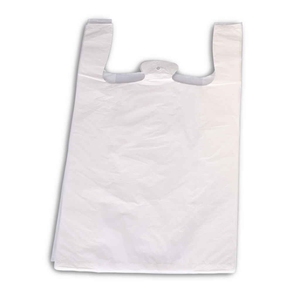 Hemdchen-Tragetasche aus HDPE Breite 300 mm Falte 180 mm Höhe 550 mm weiss Hemdchen-Tragetasche aus HDPE Breite 300 mm Falte 180 mm Höhe 550 mm weiss