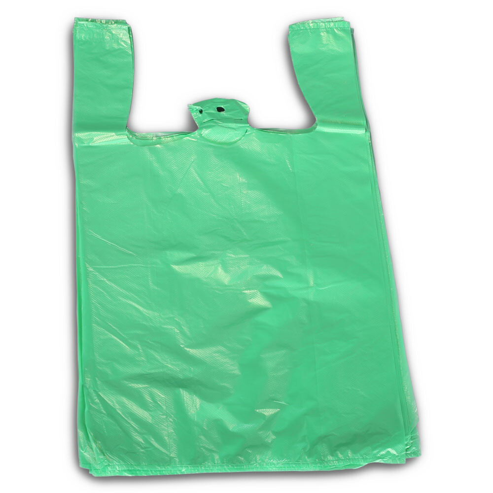 Hemdchen-Tragetasche aus HDPE Breite 280 mm Falte 140 mm Höhe 480 mm grün Hemdchen-Tragetasche aus HDPE Breite 280 mm Falte 140 mm Höhe 480 mm grün