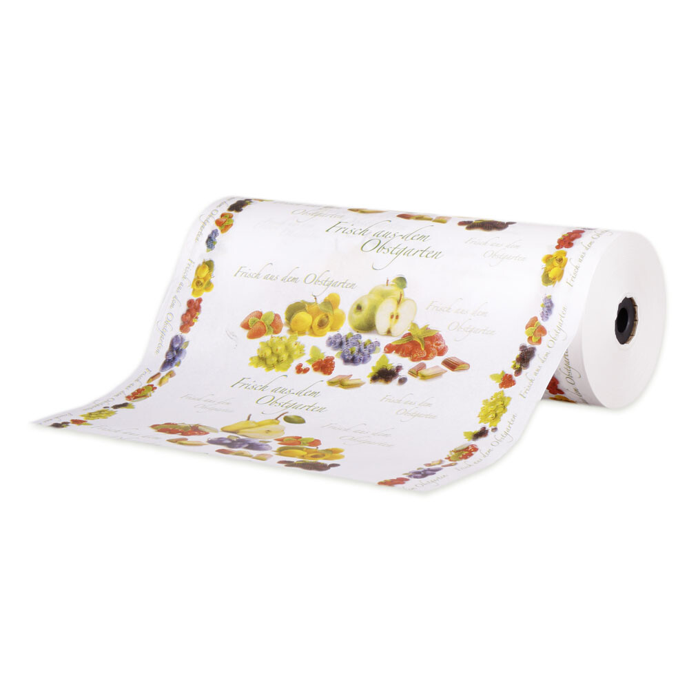 Kucheneinschlagpapier mit Früchte Motiv 50 cm breit Kucheneinschlagpapier mit Früchte Motiv 50 cm breit