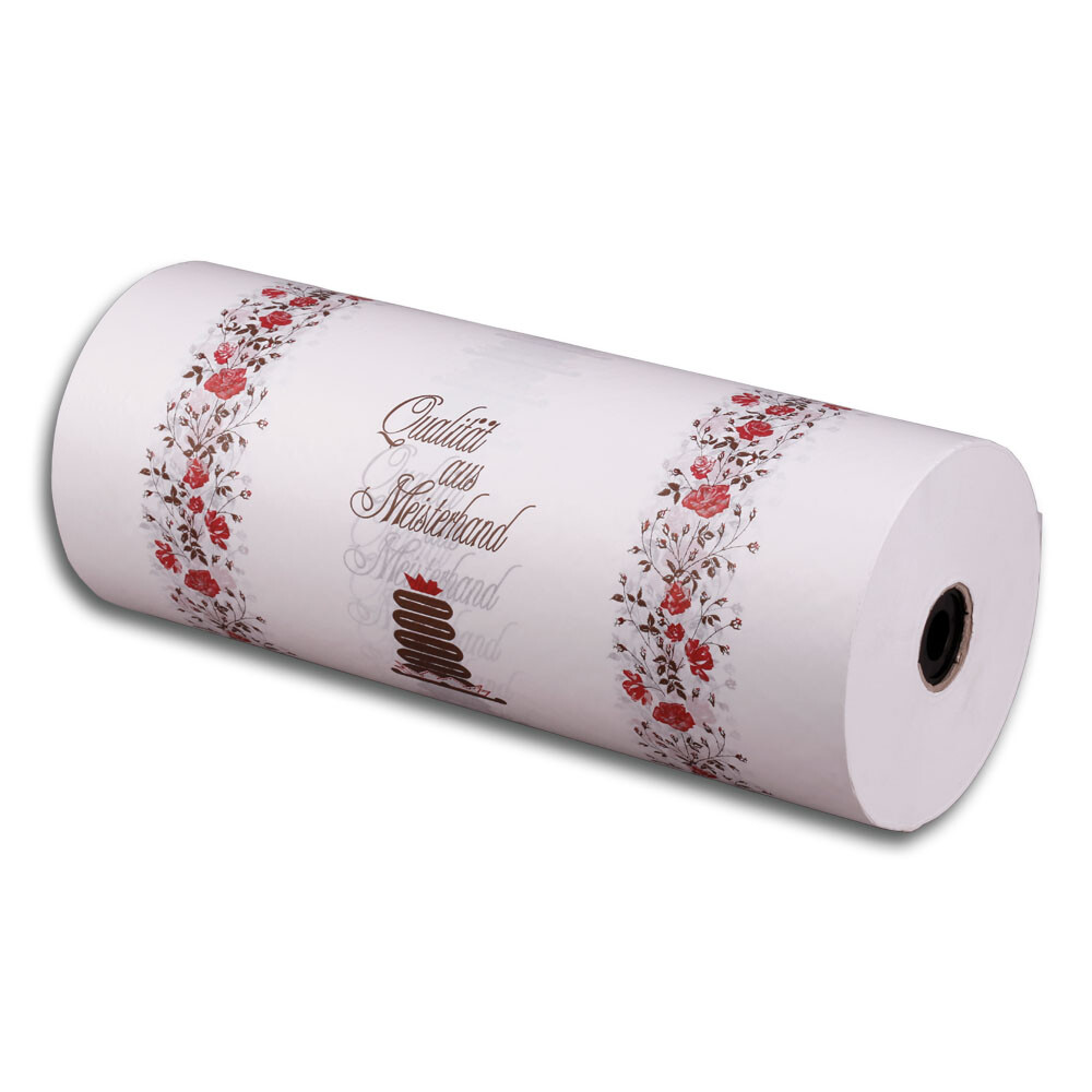 Kucheneinschlagpapiere weiß mit Neutralmotiven Rosenranken Kucheneinschlagpapiere weiß mit Neutralmotiven Rosenranken