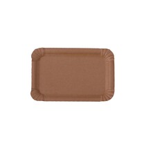 Kuchenteller - Pappteller braun rechteckig ohne Fettbarriere 11 x 17 cm Kuchenteller - Pappteller braun rechteckig ohne Fettbarriere 11 x 17 cm