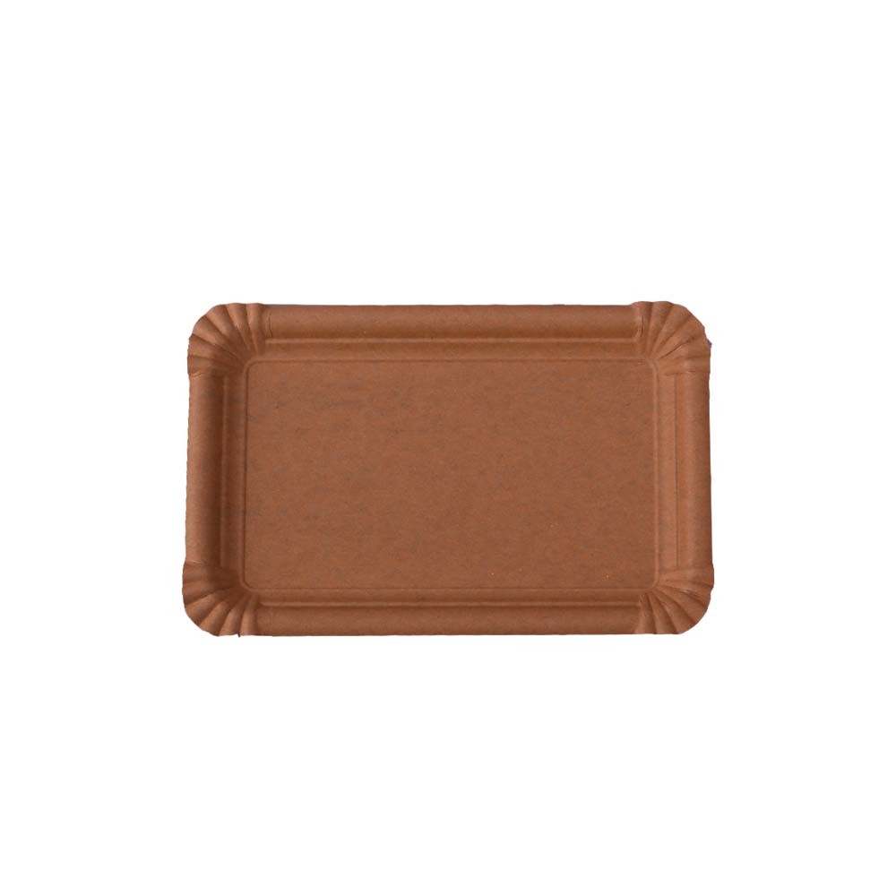 Kuchenteller - Pappteller braun rechteckig ohne Fettbarriere 13 x 20 cm Kuchenteller - Pappteller braun rechteckig ohne Fettbarriere 13 x 20 cm