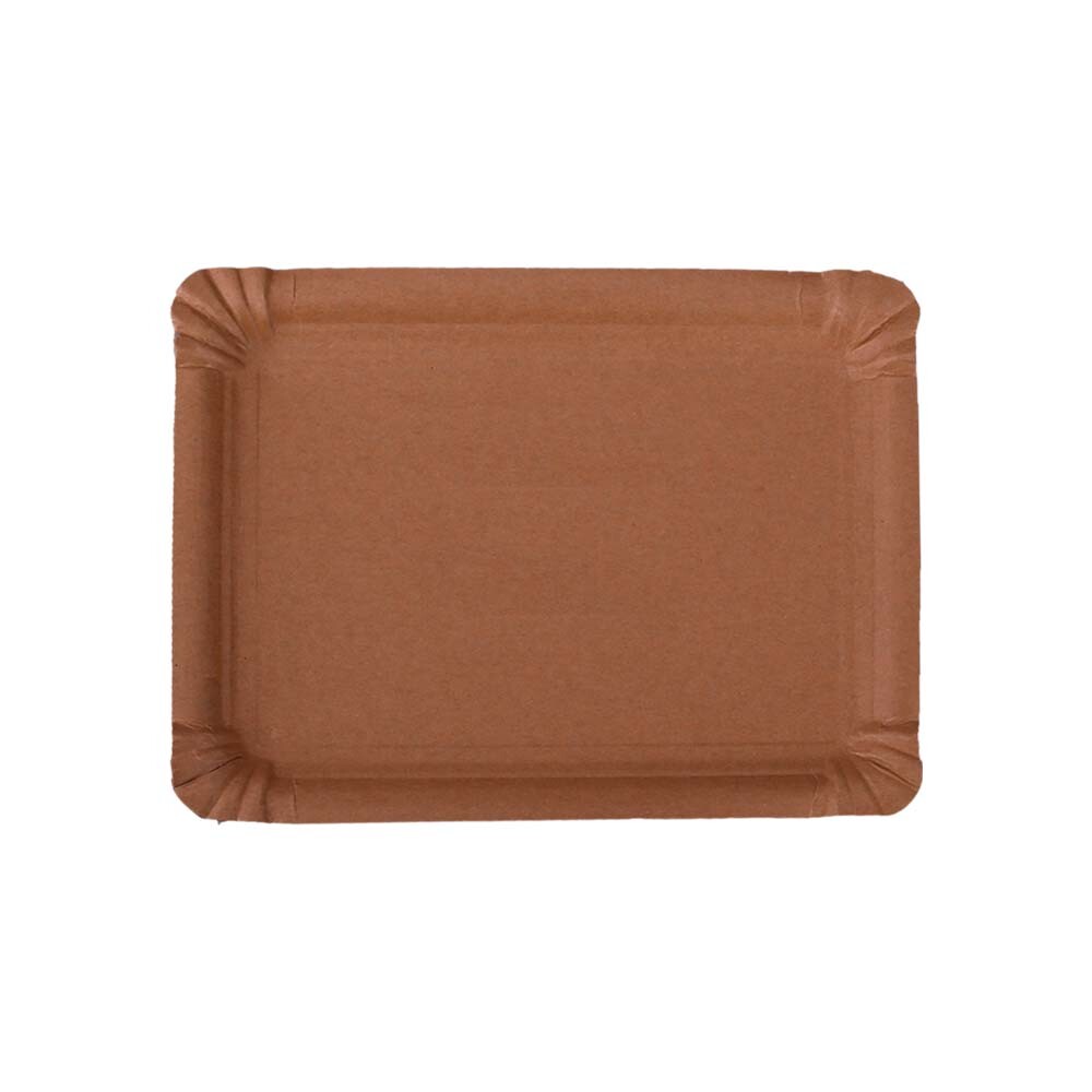 Kuchenteller - Pappteller braun rechteckig ohne Fettbarriere 18 x 26 cm Kuchenteller - Pappteller braun rechteckig ohne Fettbarriere 18 x 26 cm