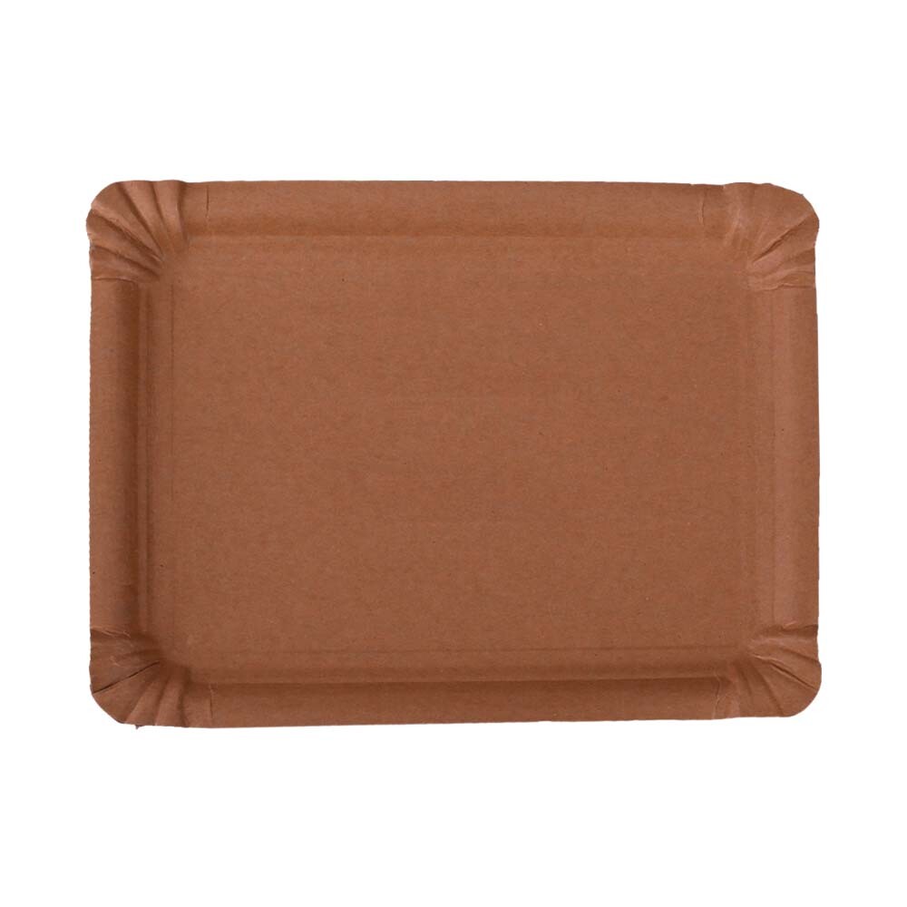 Kuchenteller - Pappteller braun rechteckig ohne Fettbarriere 21 x 29 cm Kuchenteller - Pappteller braun rechteckig ohne Fettbarriere 21 x 29 cm