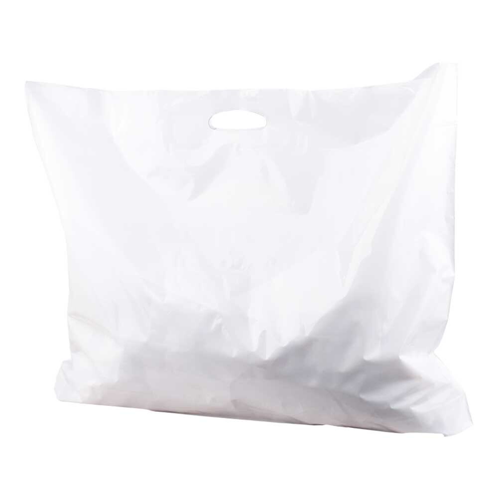 LDPE Tragetaschen Querformat weiß mit Griffloch 740 x 560 - 50 mm LDPE Tragetaschen Querformat weiß mit Griffloch 740 x 560 - 50 mm