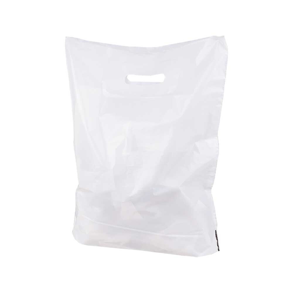 LDPE Tragetaschen weiß mit Griffloch 380 x 450 - 50 mm LDPE Tragetaschen weiß mit Griffloch 380 x 450 - 50 mm
