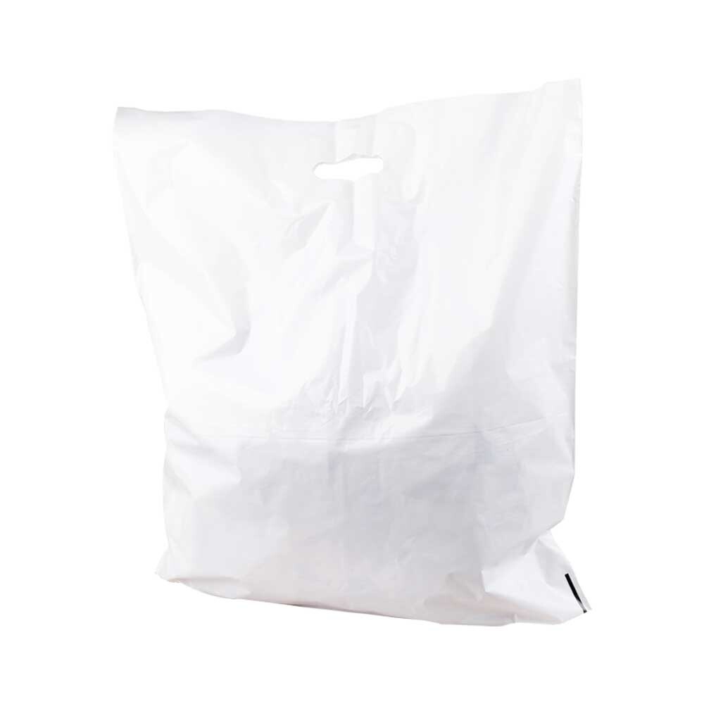 LDPE Tragetaschen weiß mit Griffloch 550 x 600 - 50 mm LDPE Tragetaschen weiß mit Griffloch 550 x 600 - 50 mm