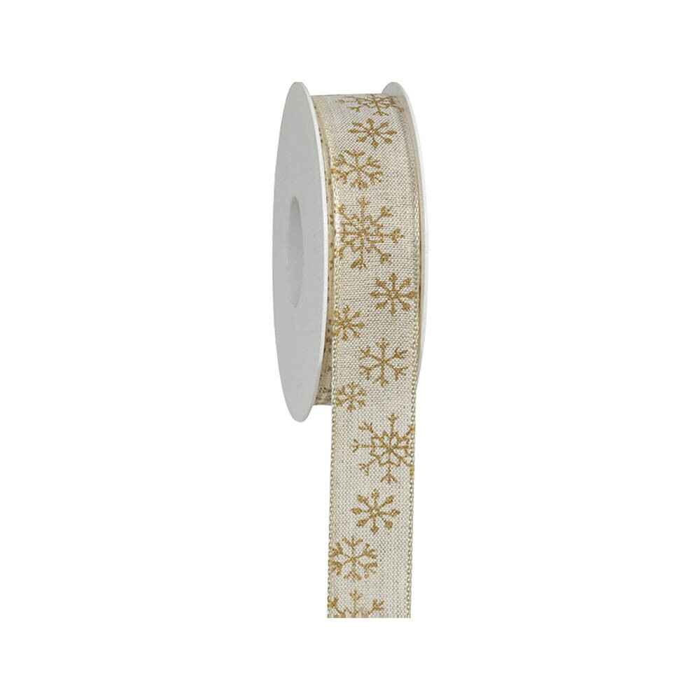 Leinenband Naturfarben Schneekristalle gold