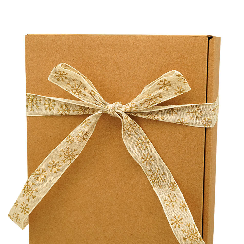 Leinenband Naturfarben Schneekristalle gold