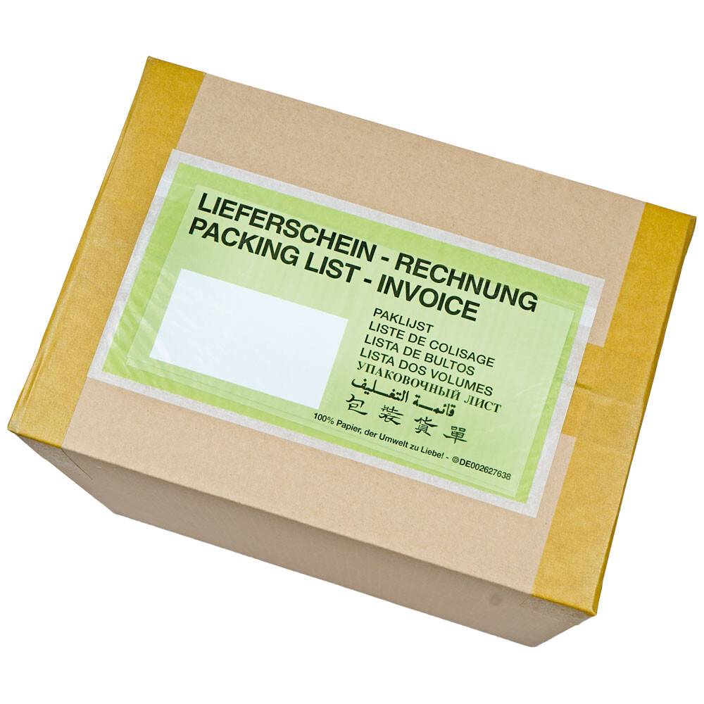 Lieferscheintaschen DIN lang mit Druck aus Papier grün Lieferscheintaschen DIN lang mit Druck aus Papier grün