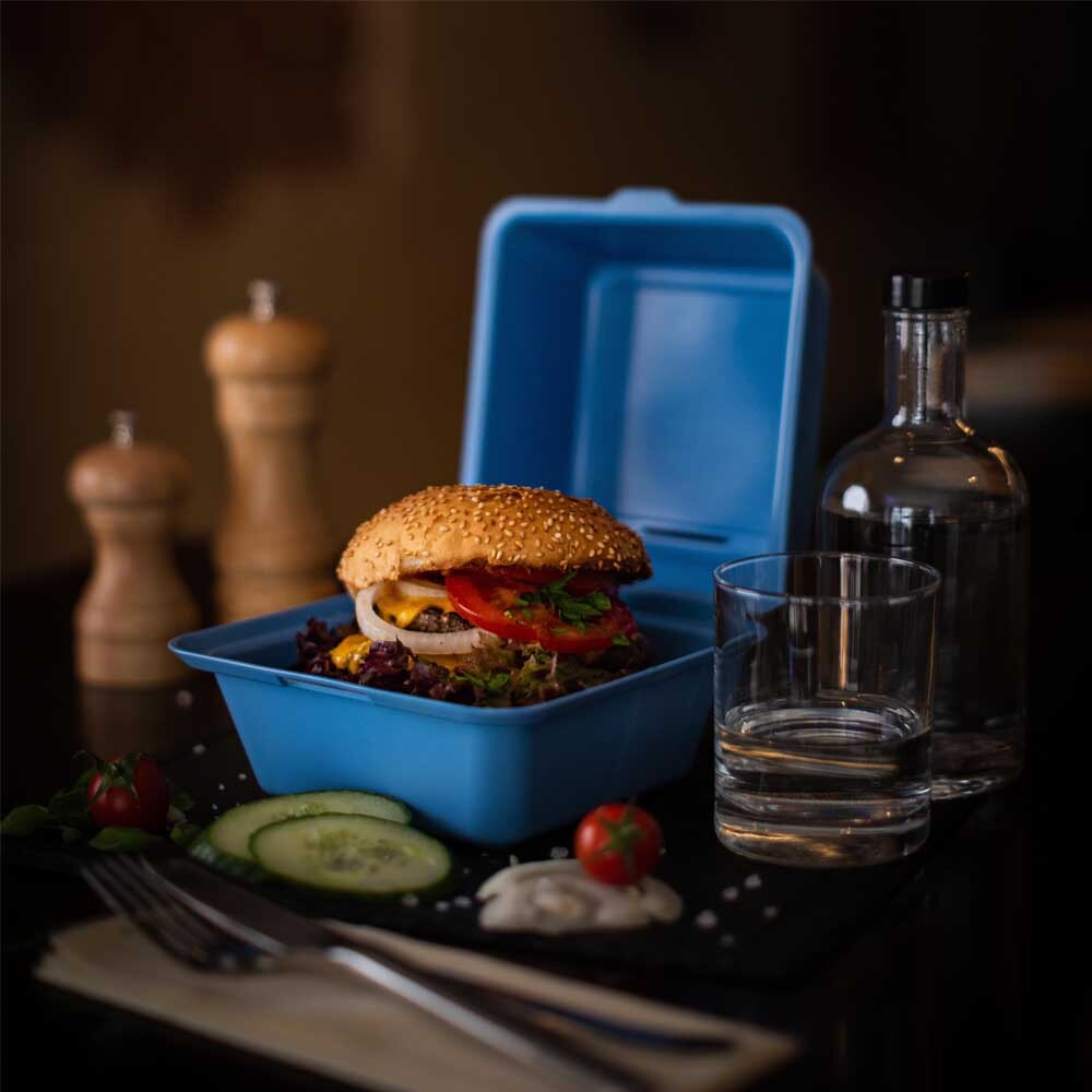 Mehrweg Burgerboxen PP blau Mehrweg Burgerboxen PP blau