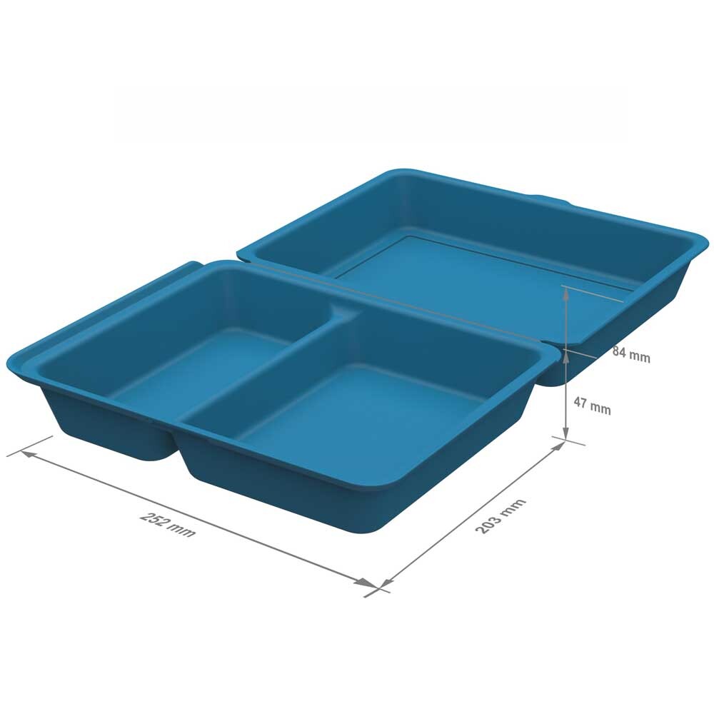 Mehrweg Menüboxen blau mit Klappdeckel 1200 ml