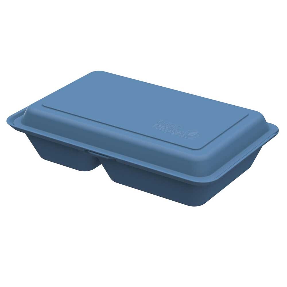 Mehrweg Menüboxen blau mit Klappdeckel 800 ml