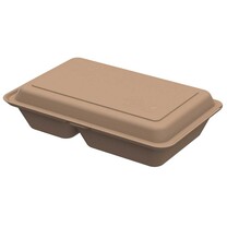 Mehrweg Menüboxen braun mit Klappdeckel 800 ml