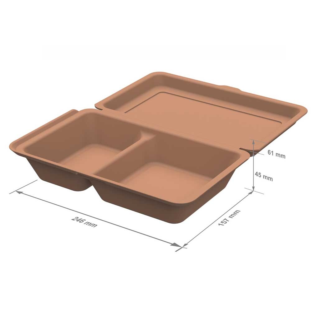 Mehrweg Menüboxen braun mit Klappdeckel 800 ml