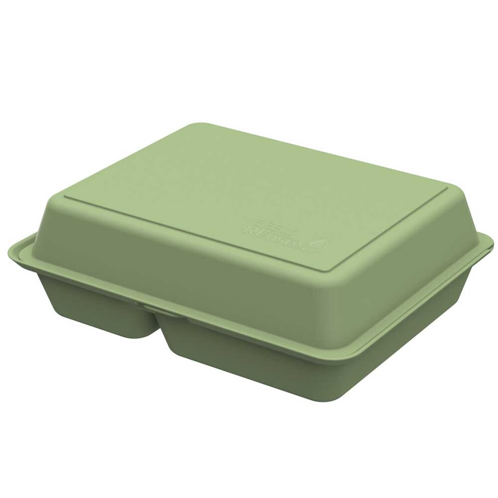Mehrweg Menüboxen grün mit Klappdeckel 1200 ml