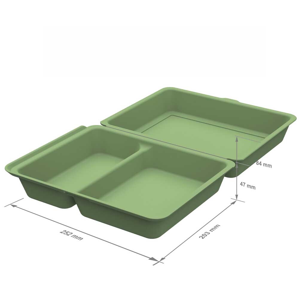 Mehrweg Menüboxen grün mit Klappdeckel 1200 ml
