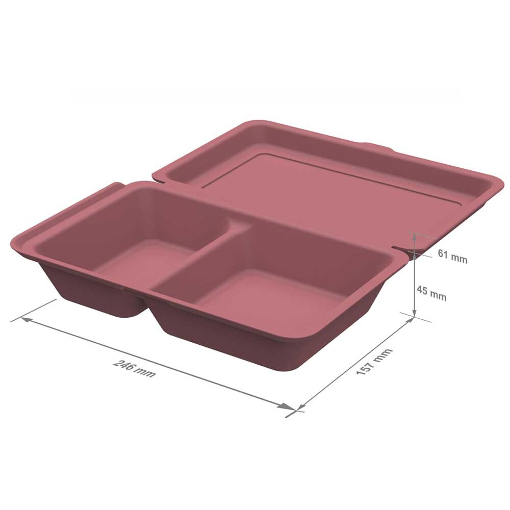 Mehrweg Menüboxen rot mit Klappdeckel 800 ml