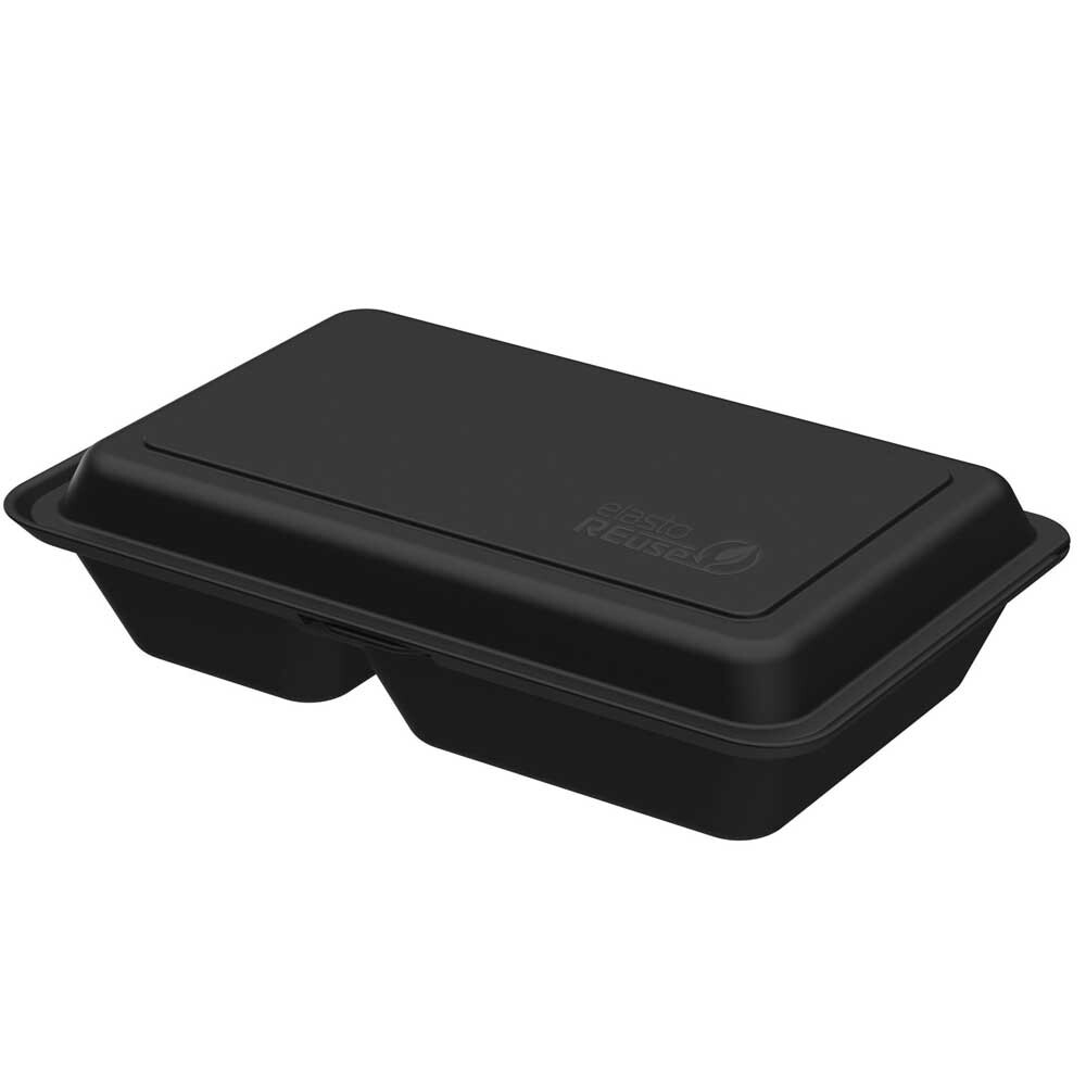 Mehrweg Menüboxen schwarz mit Klappdeckel 800 ml Mehrweg Menüboxen schwarz mit Klappdeckel 800 ml