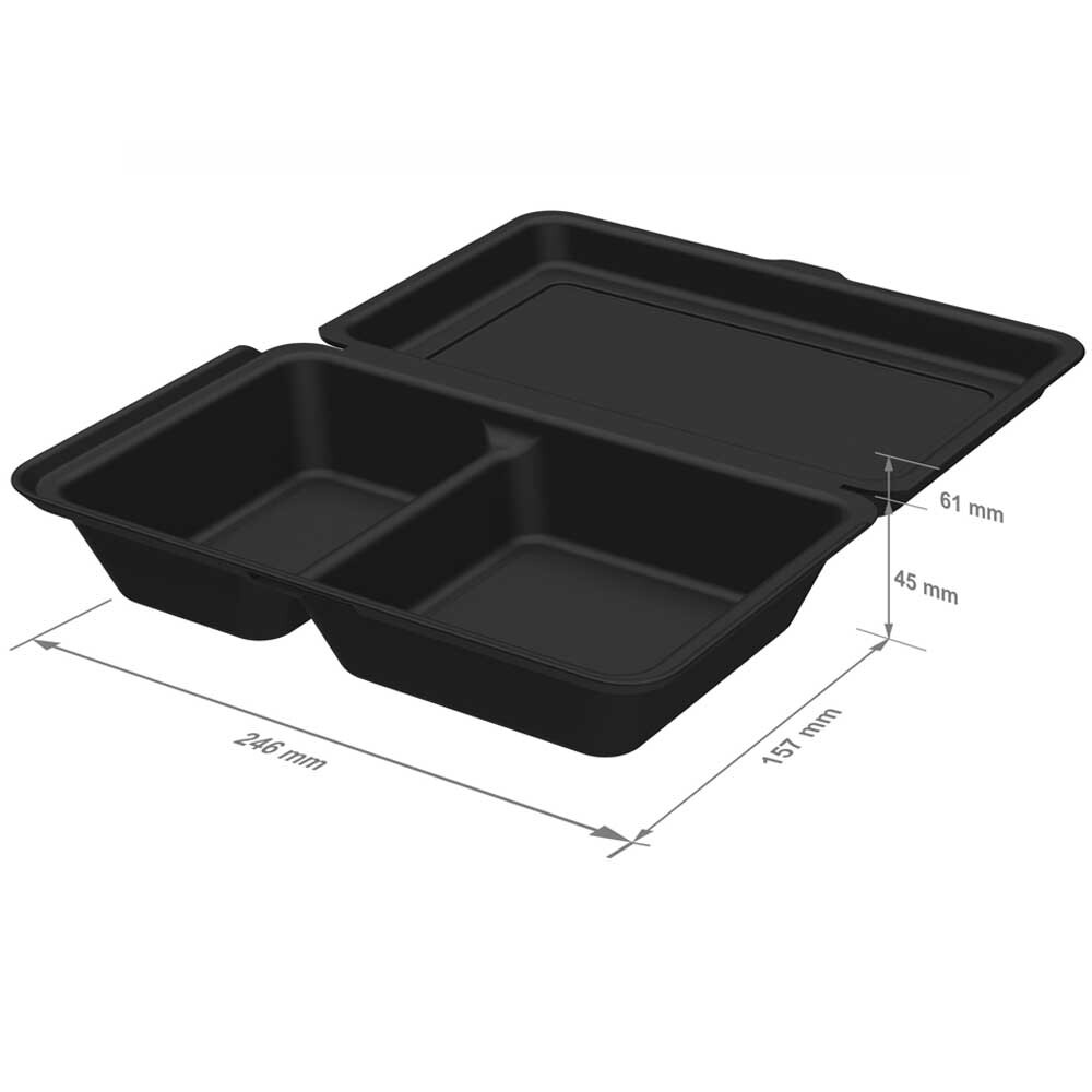 Mehrweg Menüboxen schwarz mit Klappdeckel 800 ml Mehrweg Menüboxen schwarz mit Klappdeckel 800 ml