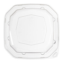 rPET Deckel für Menüschalen achteckig aus Bagasse 400 ml
