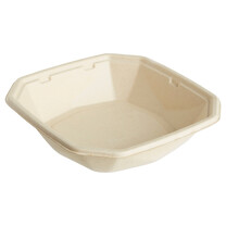 Menüschalen achteckig aus Bagasse 650 ml