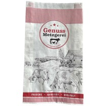 Metzgerfaltenbeutel Genuss Metzgerei weiß 20 7 x 32 cm Metzgerfaltenbeutel Genuss Metzgerei weiß 20 7 x 32 cm