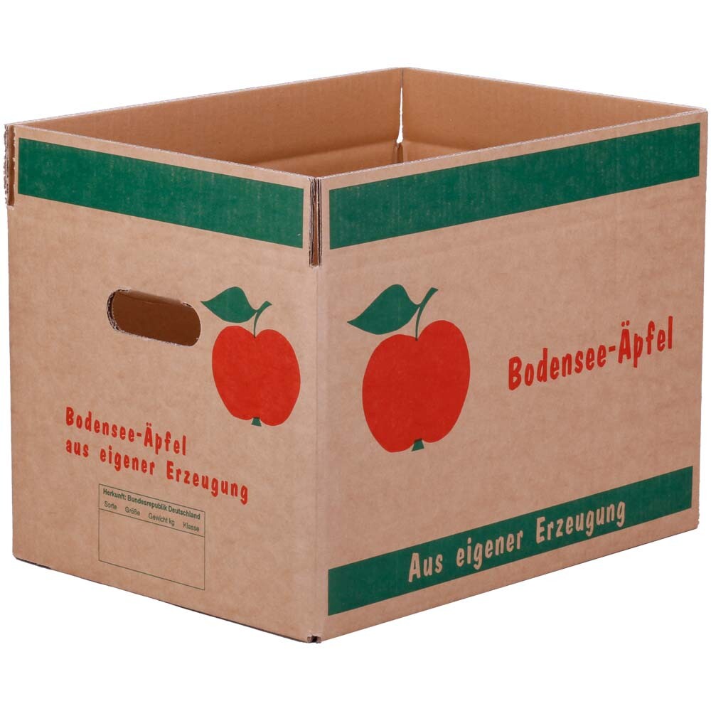 Obstkartons mit Neutraldruck 2-wellig Braun Bodensee-Äpfel