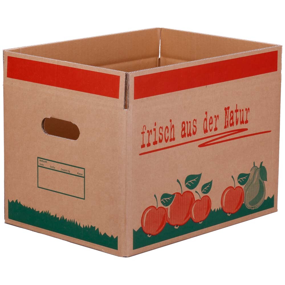 Obstkartons mit Neutraldruck 2-wellig Braun Frisch aus der Natur Obstkartons mit Neutraldruck 2-wellig Braun Frisch aus der Natur