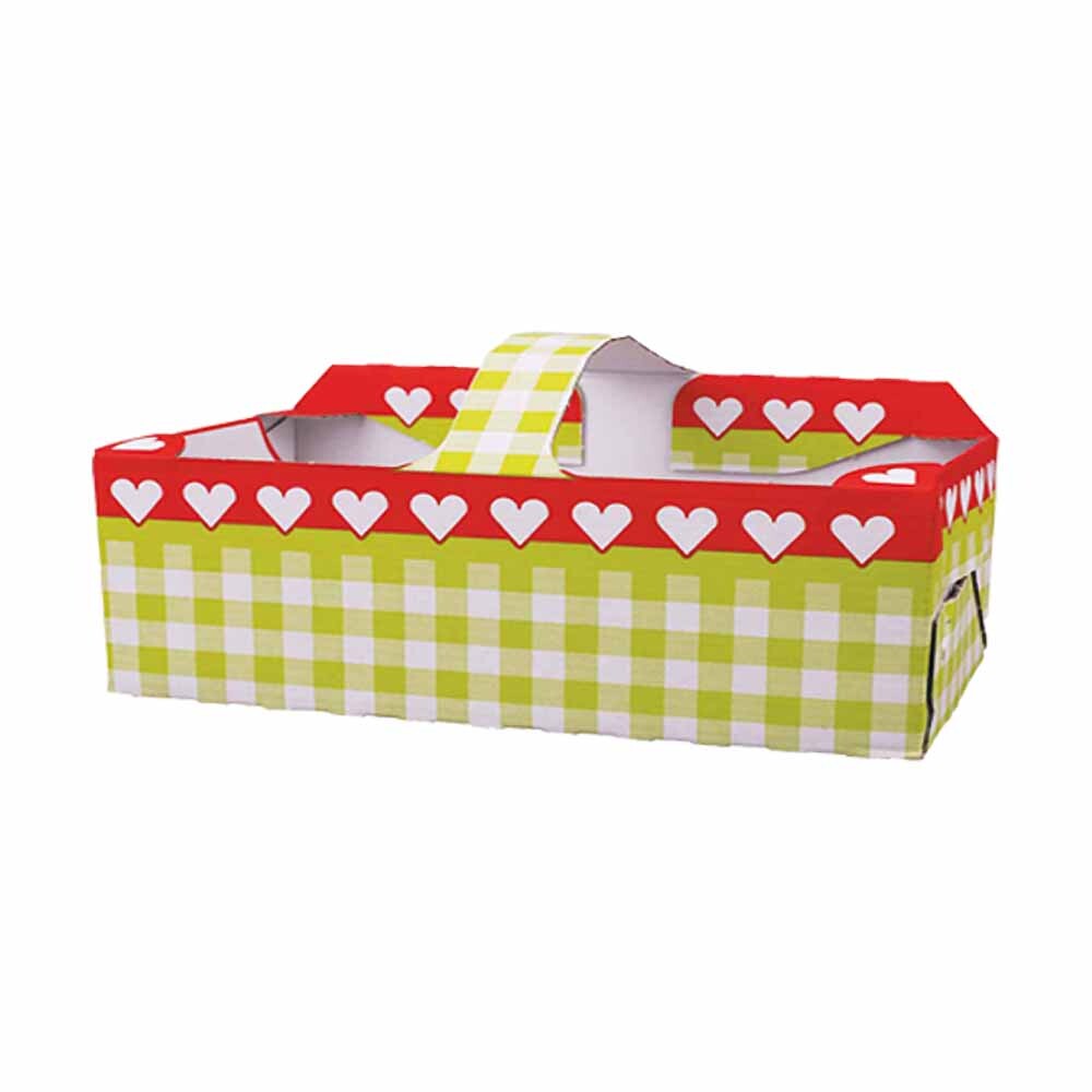 Obstkörbchen aus Wellpappe Herzen Karo Motiv 1.5 kg Obstkörbchen aus Wellpappe Herzen Karo Motiv 1.5 kg