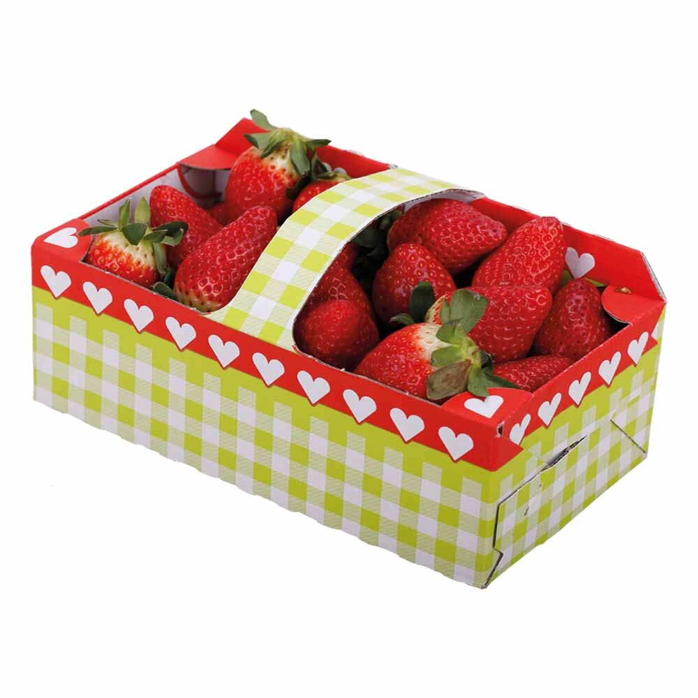 Obstkörbchen aus Wellpappe Herzen Karo Motiv 1.5 kg Obstkörbchen aus Wellpappe Herzen Karo Motiv 1.5 kg