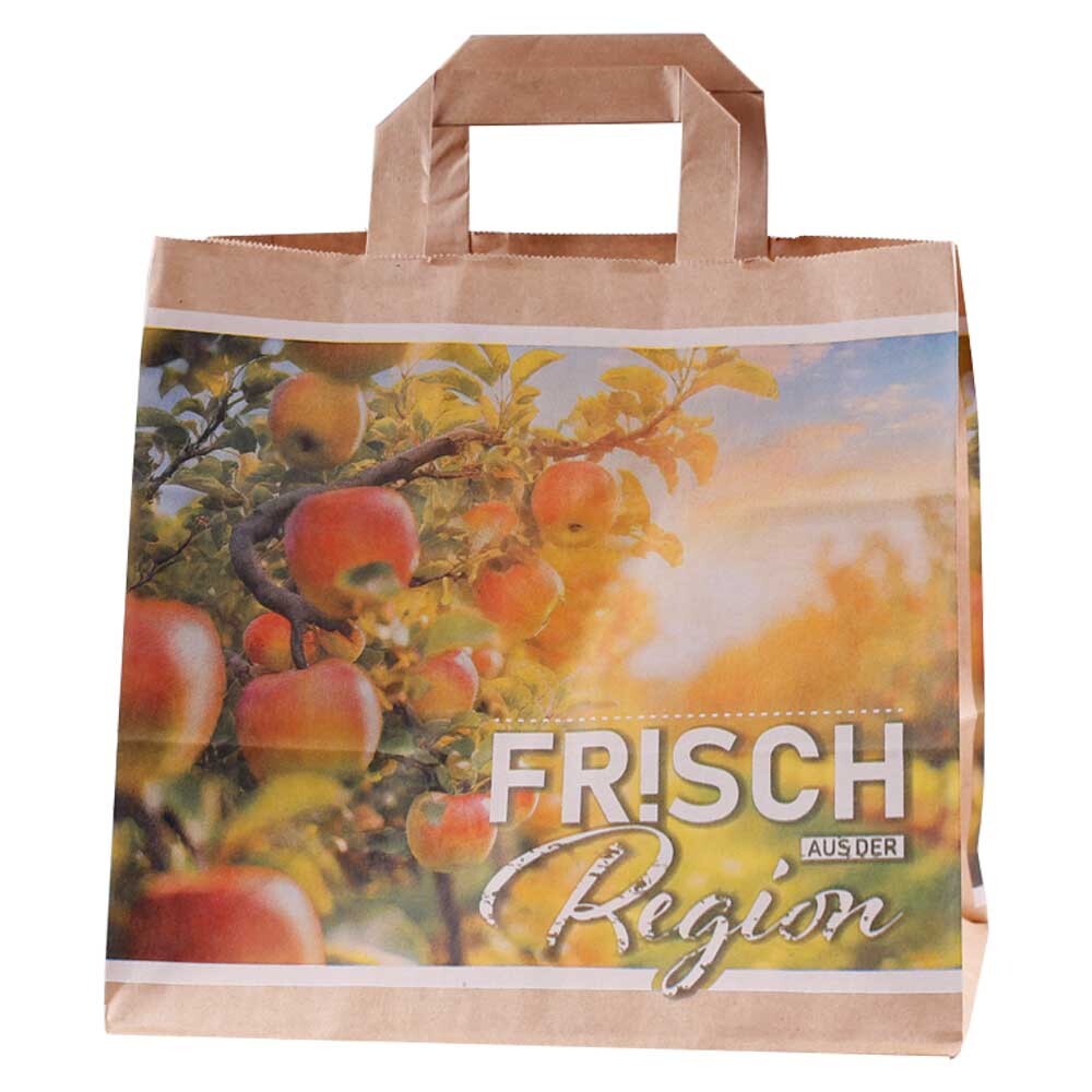 Papier-Tragetaschen Apfelmotiv braun Apfel - Aus der Region Papier-Tragetaschen Apfelmotiv braun Apfel - Aus der Region