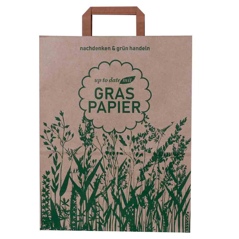 Papier-Tragetaschen aus Graspapier groß Papier-Tragetaschen aus Graspapier groß