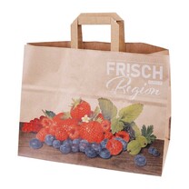 Papier-Tragetaschen für Beerenschalen braun Beerenmotiv Papier-Tragetaschen für Beerenschalen braun Beerenmotiv