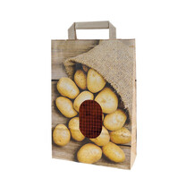 Papier-Tragetaschen Kartoffelmotiv mit Sichtfenster aus Fasernetz Papier-Tragetaschen Kartoffelmotiv mit Sichtfenster aus Fasernetz
