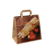 Papier - Tragetaschen Spargel Erdbeermotiv braun Papier - Tragetaschen Spargel Erdbeermotiv braun