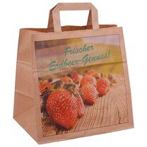Papiertragetaschen Erdbeermotiv Braun Kraftpapier Papiertragetaschen Erdbeermotiv Braun Kraftpapier