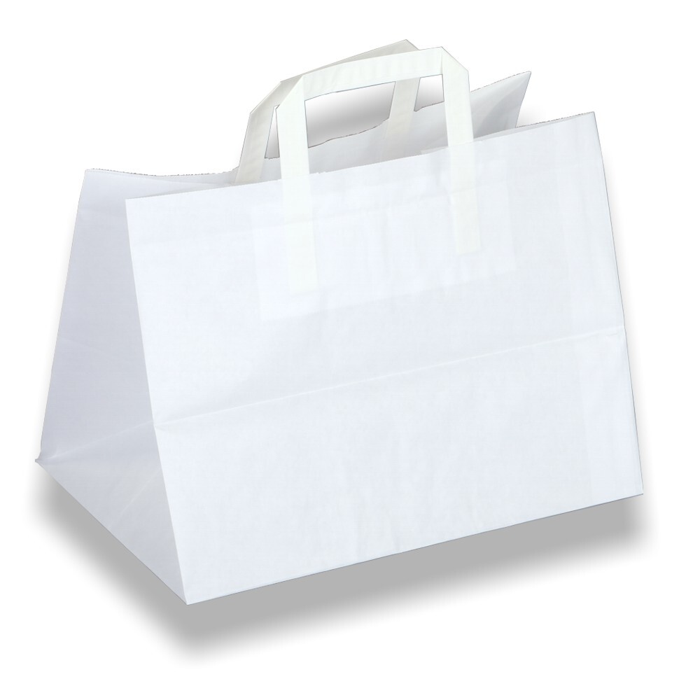 Papier-Tragetaschen für Bäcker und Konditor weiß Papier-Tragetaschen für Bäcker und Konditor weiß