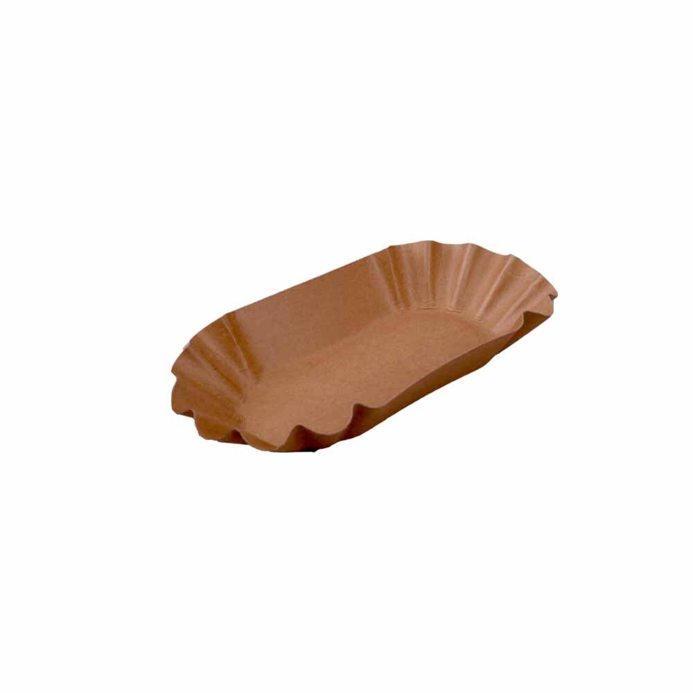 Pappschalen oval braun 105 x 175 x 30 mm mit Fettbarriere Pappschalen oval braun 105 x 175 x 30 mm mit Fettbarriere