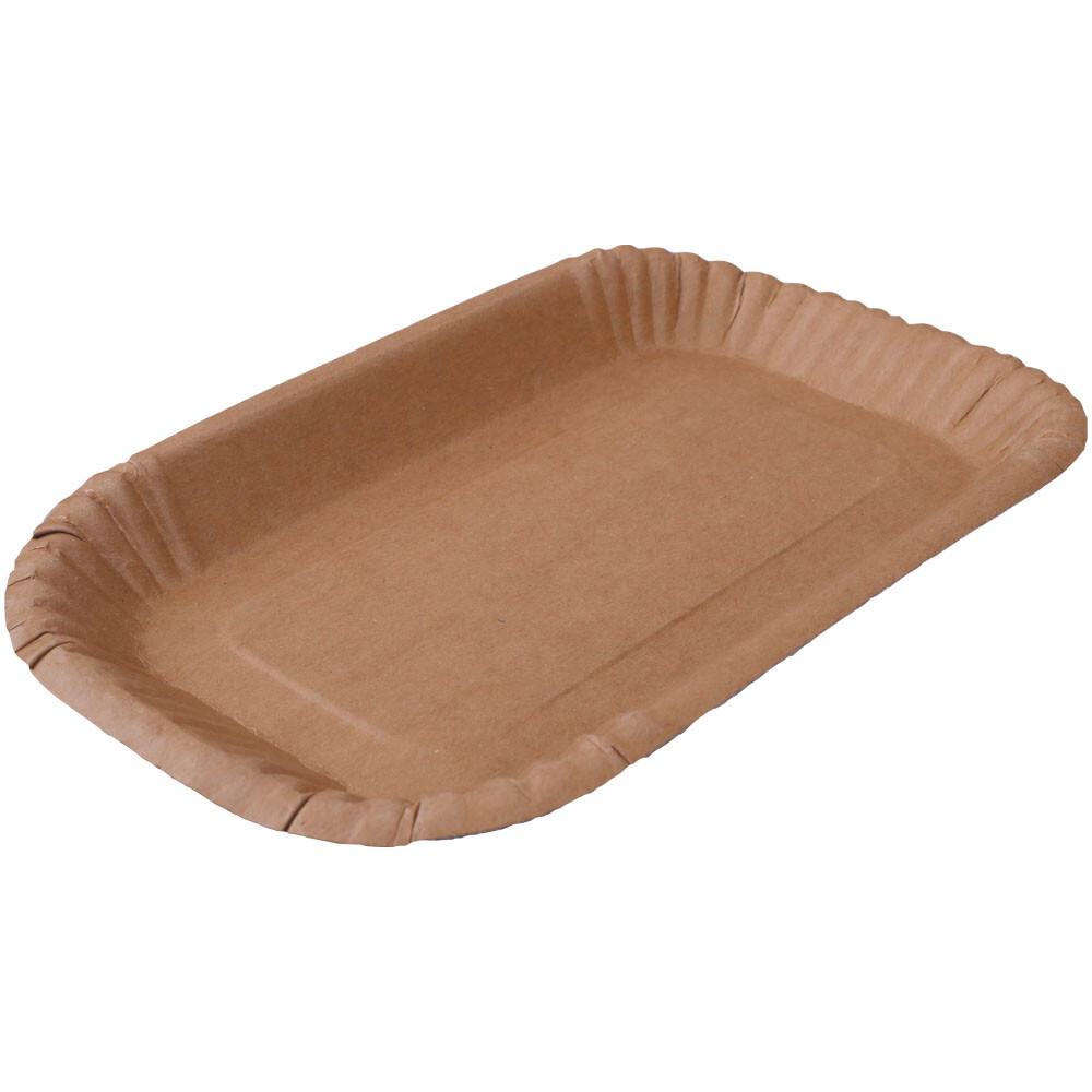 Pappschalen oval braun 15 x 23 x 2 cm mit Fettbarriere Pappschalen oval braun 15 x 23 x 2 cm mit Fettbarriere