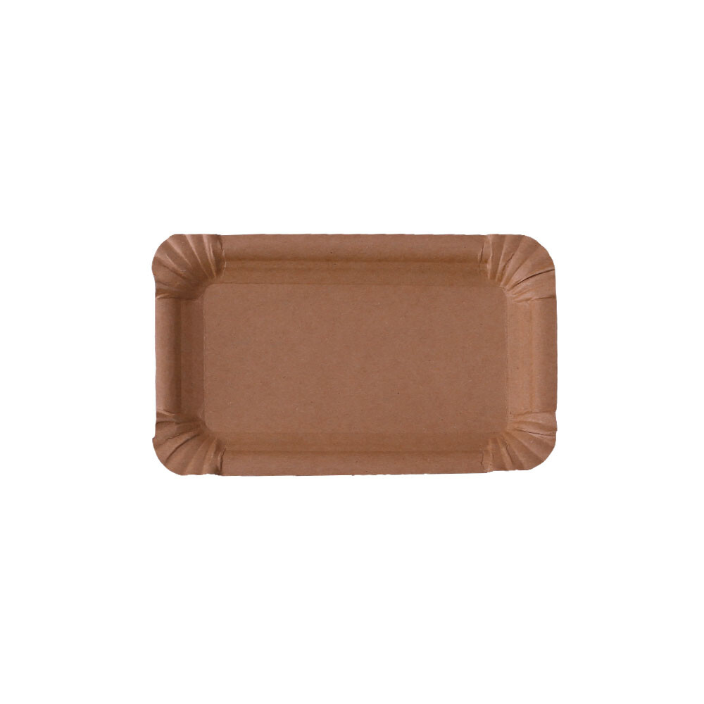 Kuchen- & Pappteller aus braunem Kraftkarton rechteckig 10 x 16 cm