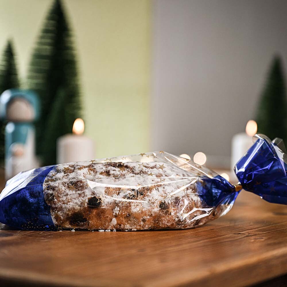 PP-Stollenbeutel mit Weihnachtsmotiv blaugold 1.000 g Füllmenge PP-Stollenbeutel mit Weihnachtsmotiv blaugold 1.000 g Füllmenge