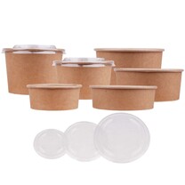 Salatschalen braun mit Deckel - PE beschichtet Salatschalen braun mit Deckel - PE beschichtet