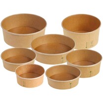 Salatschalen braun mit Deckel - PLA beschichtet Salatschalen braun mit Deckel - PLA beschichtet