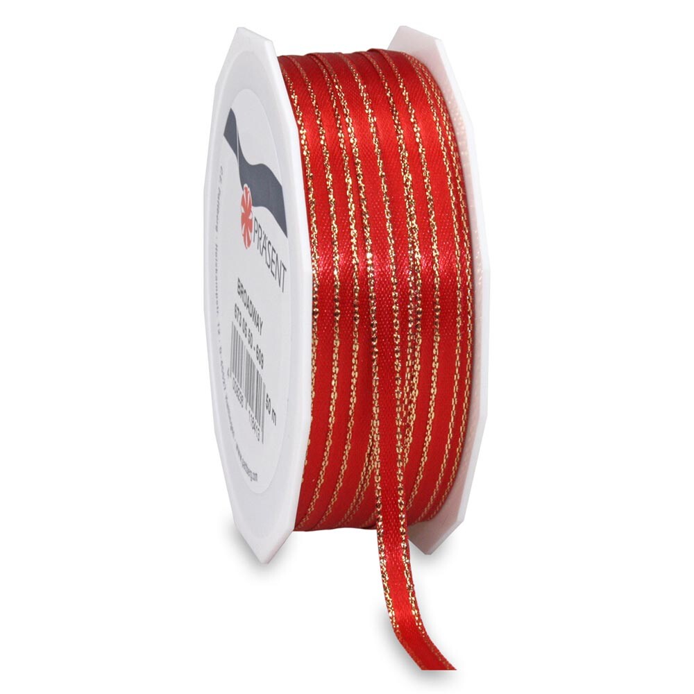Satinband rot mit Webkante gold Satinband rot mit Webkante gold