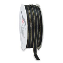 Satinband schwarz mit Webkante gold